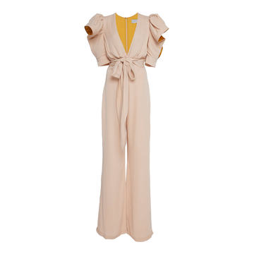 Ruffle-Accented Melbourne Crepe Jumpsuit