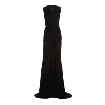 Embroidered Crepe-Jersey Gown