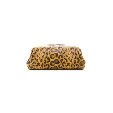 Oyster Leopard Embossed Leather Clutch