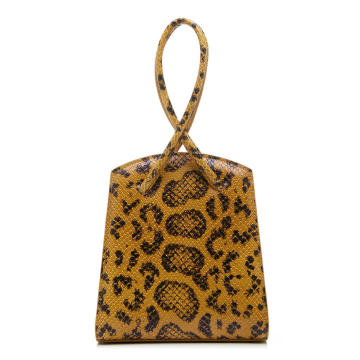 Twisted Leopard Embossed Leather Wristlet Bag