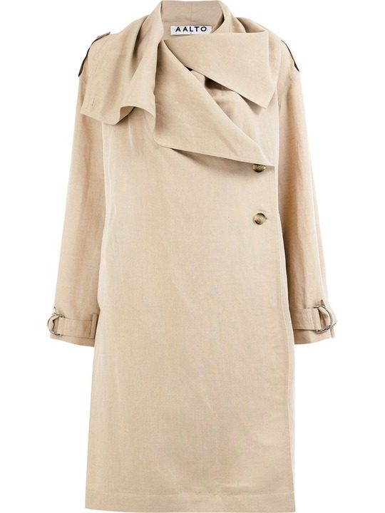 draped collar trench coat展示图