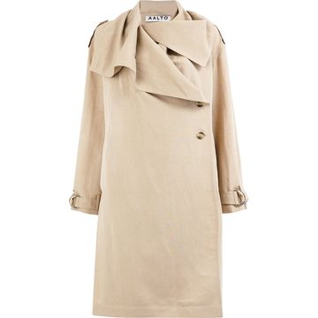 draped collar trench coat