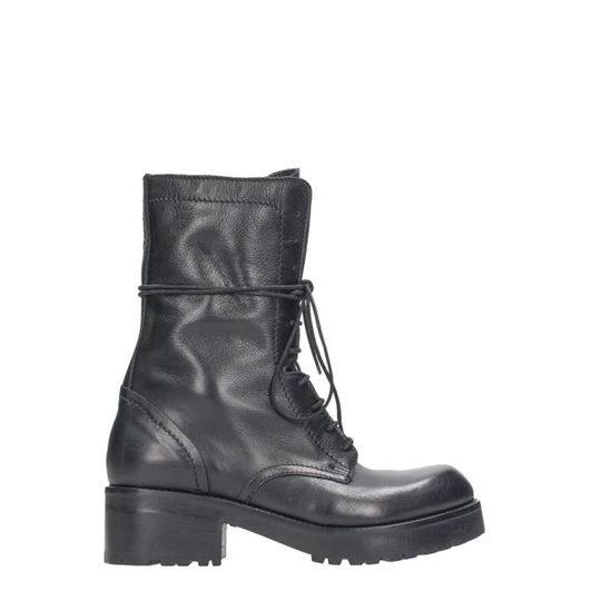 Strategia Black Leather Combact Boots展示图