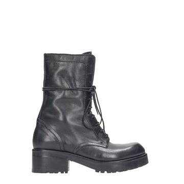 Strategia Black Leather Combact Boots