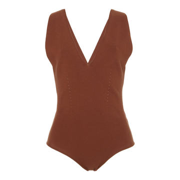 V-Neck Cotton One-Piece Maillot