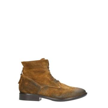 Strategia Destroyed Effect Beige Suede Combat Boots