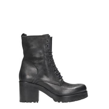 Strategia Allen Black Leather Combat Boots