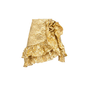 Gold Wrinkle Ruffle Skirt