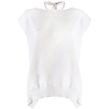 reverse tie neck knitted top