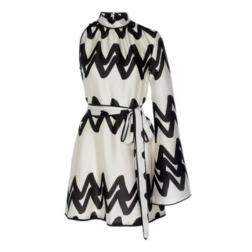 Elina One-Sleeve Abstract-Printed Mini Dress