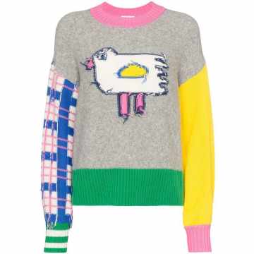 colour-block bird motif sweater
