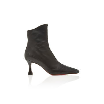 Duck Patent Leather-Trimmed Ankle Boots