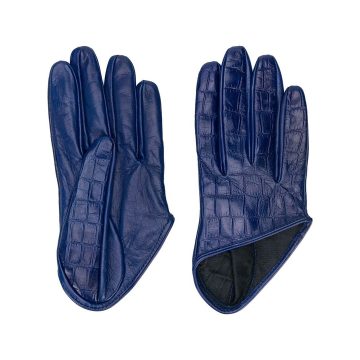 embossed crocodile effect gloves