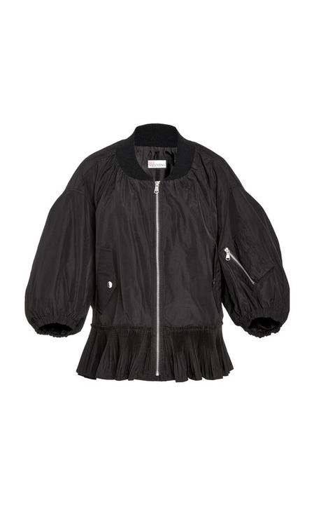 Pleated Peplum Bomber Jacket展示图