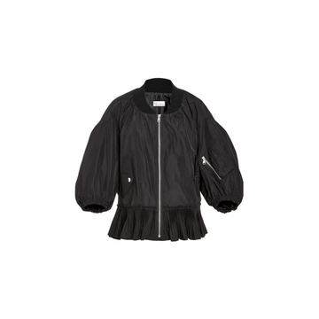 Pleated Peplum Bomber Jacket