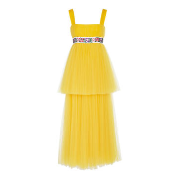 Tulle Dress with Embroidered Ribbon Detail