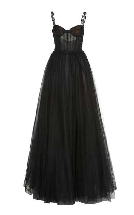 Tulle Gown With Logo Ribbon Straps展示图