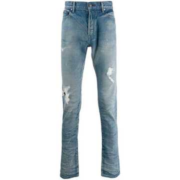 distressed slim fit jeans