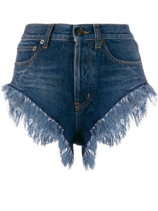 fringed short denim shorts展示图