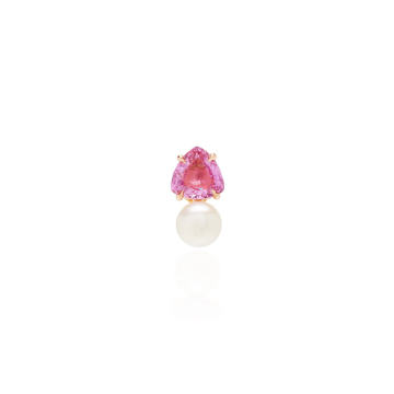 Single Pearl and Pink Sapphire Stud