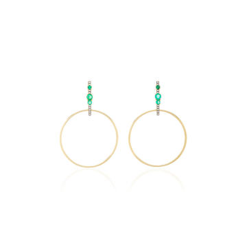 18k yellow gold hoop earrings with emeralds