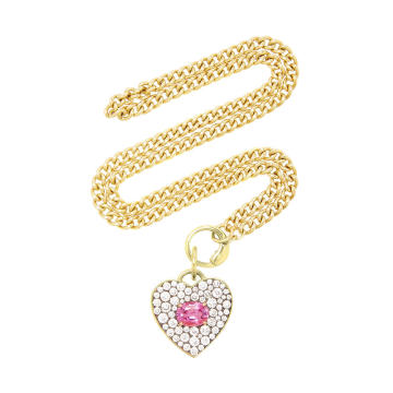 18K Yellow Tourjours Pink Sapphire Heart Necklace