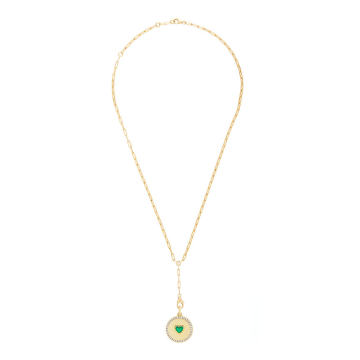 18K Yellow Prive Necklace with Emerald Heart Medallion