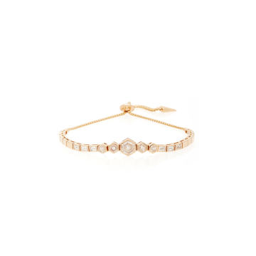 18k Rose gold hexagon slider bracelet with baguettes