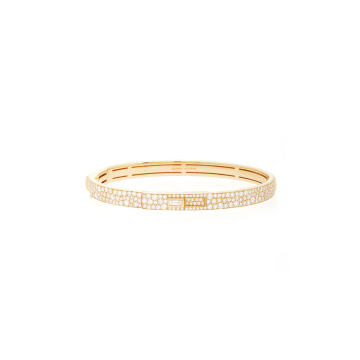 18k yellow gold pave cuff with keyhole lock
