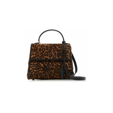 Viola Leather-Trimmed Leopard Print Suede  Bag