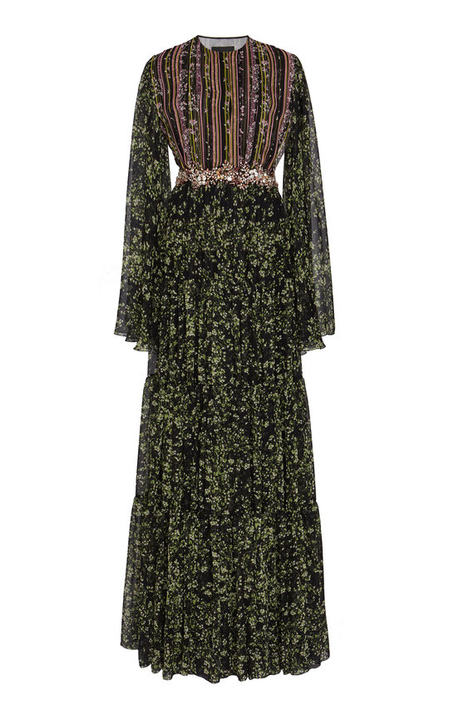 Embellished Floral-Print Silk-Georgette Maxi Dress展示图