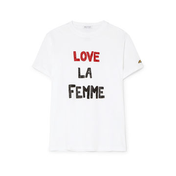 Love La Femme 印花纯棉平纹布 T 恤