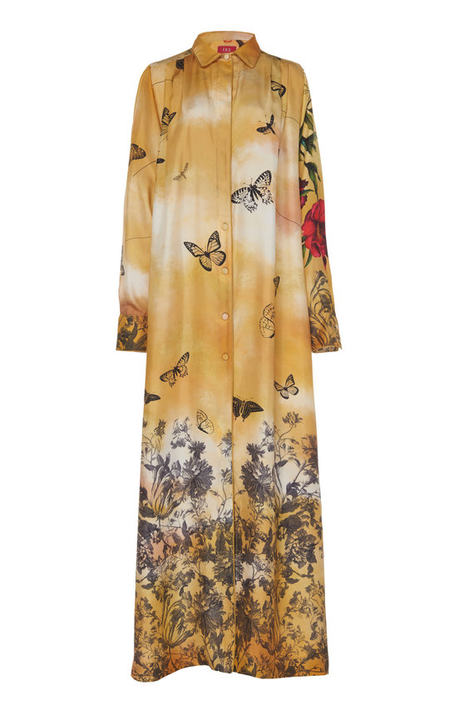 Febo Butterfly Printed Silk Maxi Dress展示图