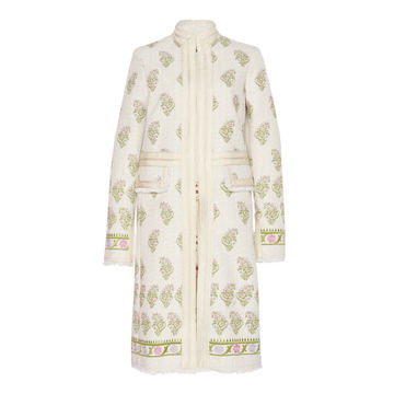 Paisley-Embroidered Cotton-Blend Coat