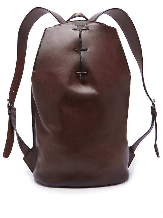 Lace-up leather backpack展示图