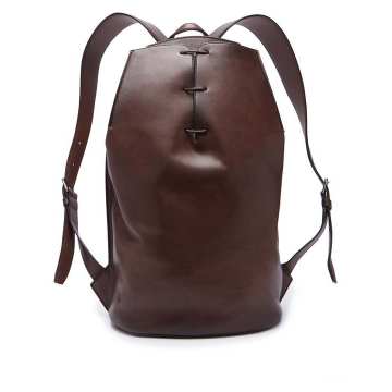 Lace-up leather backpack