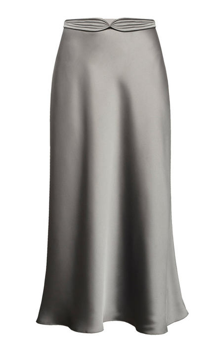 Dido Belt-Accented Satin Midi Skirt展示图