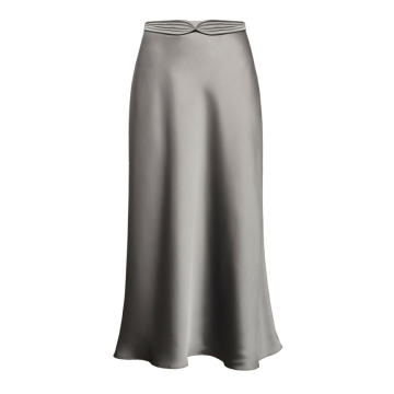 Dido Belt-Accented Satin Midi Skirt