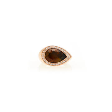 Pave Pink Tourmaline Teardrop Ring