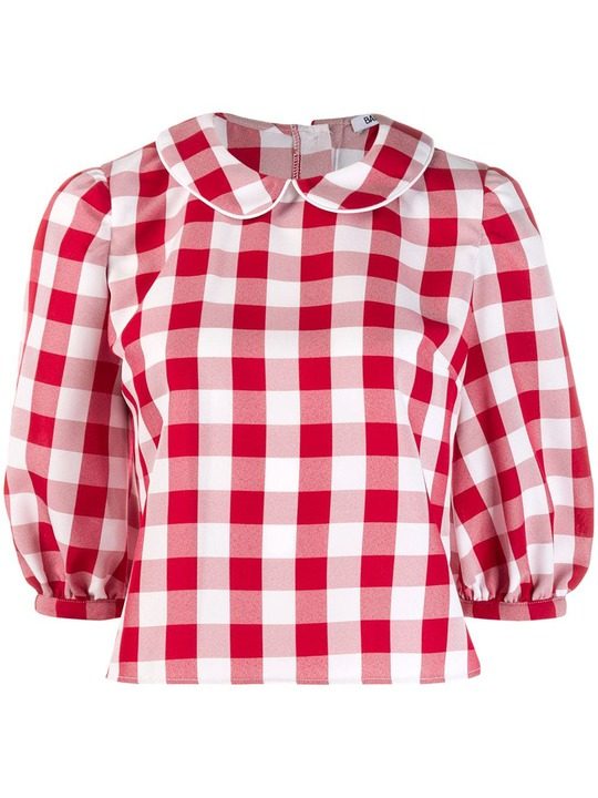 gingham check cropped blouse展示图