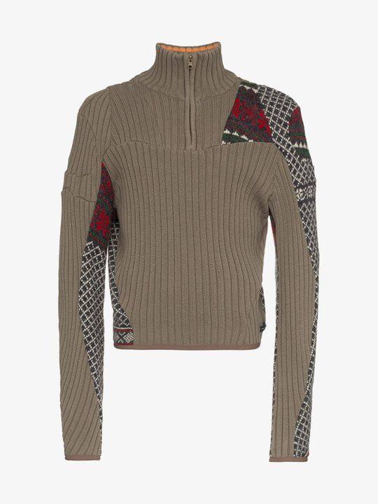 contrast fair isle rib roll neck jumper展示图