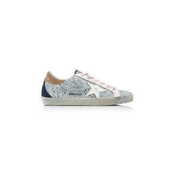 Superstar Distressed Glittered Leather Sneakers