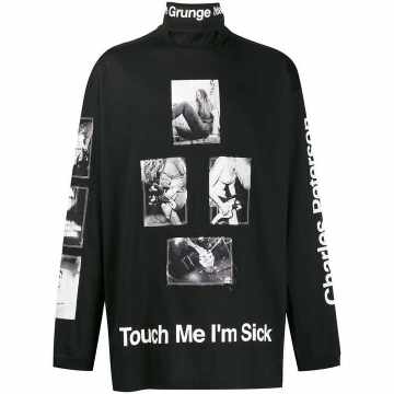 photo print turtleneck T-shirt