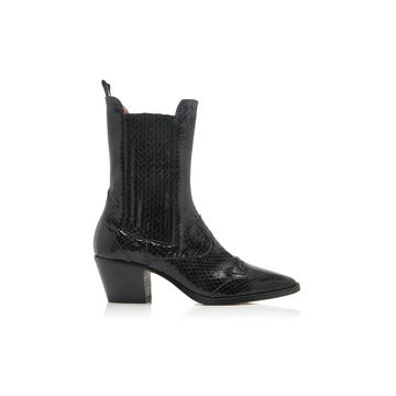 Snake-Effect Patent Leather Boots