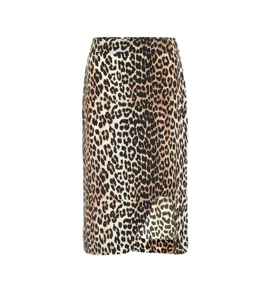 Leopard-printed silk-blend skirt展示图