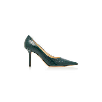 Love Croc-Effect Leather Pumps