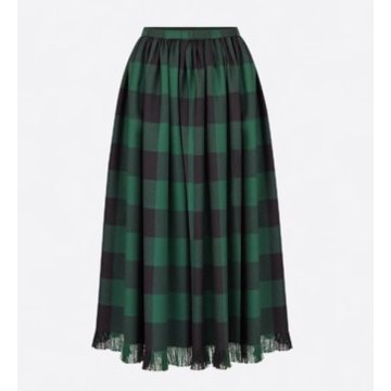 Fringed skirt in wool with check motif