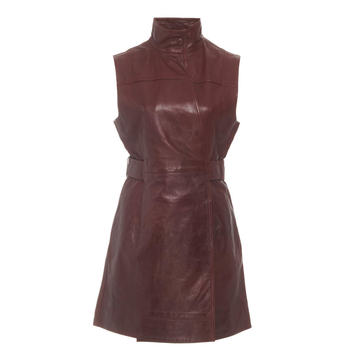 Lamb Leather Sleeveless Mini Dress