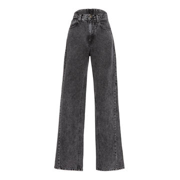 Low-Rise Wide-Leg Acid Wash Jeans