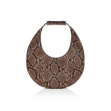 Moon Snake-Effect Leather Shoulder Bag